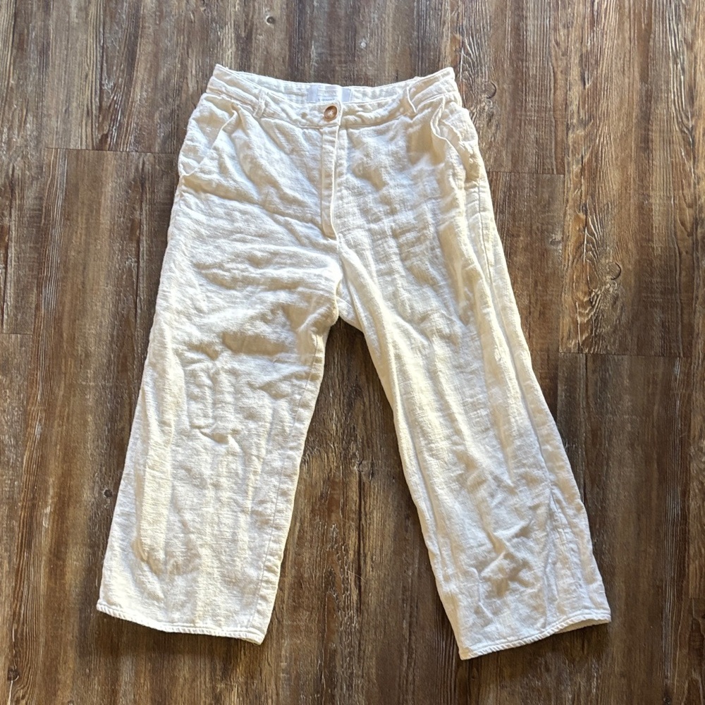 Anthropologie Ivory Linen Capris